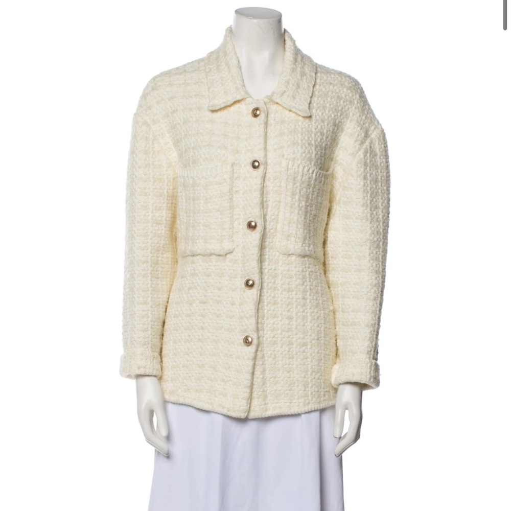 Maje tweed Shacket, off white/cream